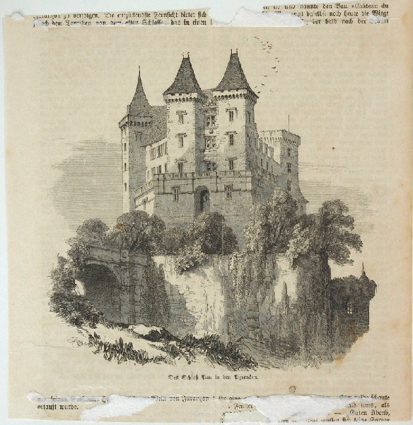 Vue de la Ville de Pau sur les Pyrénées (titre traduit) ; Das Thal von Pau und die Pyrenaen nach einer Photographie (Photographie: titre d'origine)