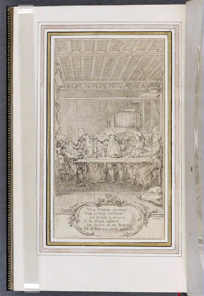 La Partie de chasse d'Henri IV ; Vive Henri IV (quatre dessins d'illustration)