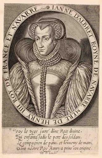 Jeanne d'Albret à mi-corps, portant une coiffe