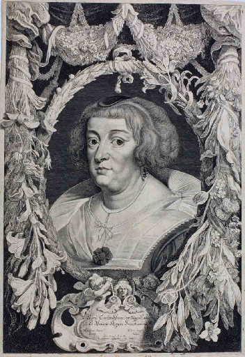 Marie de Medicis en buste entourée de fleurs (titre factice)