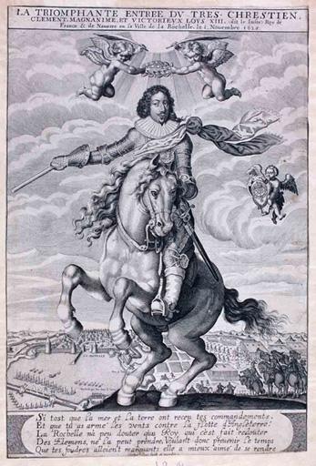 Louis XIII à cheval devant le port de La Rochelle (titre factice)