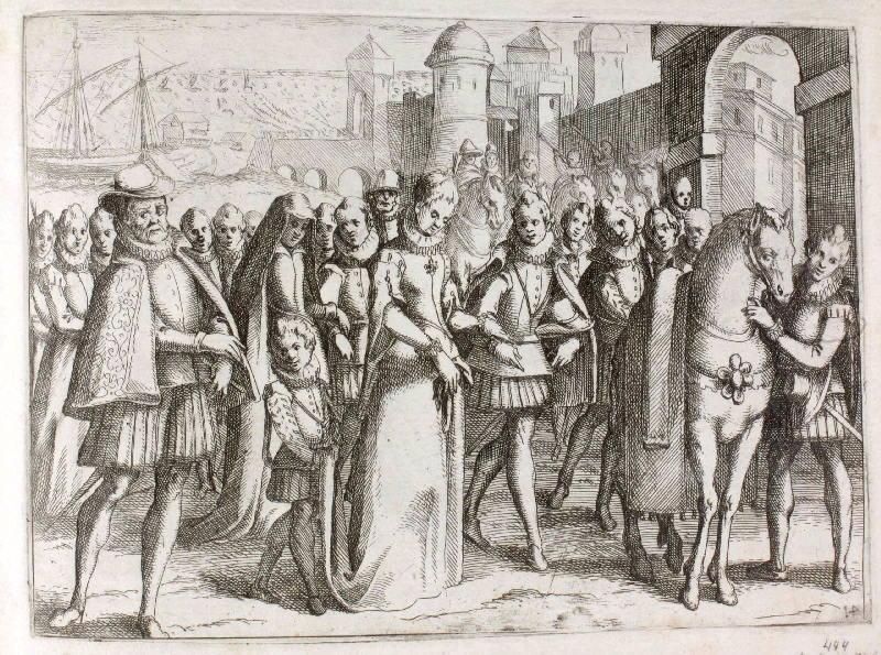 Pompe funèbre de Marguerite d'Autriche ; Marguerite d'Autriche arrivant à Valence