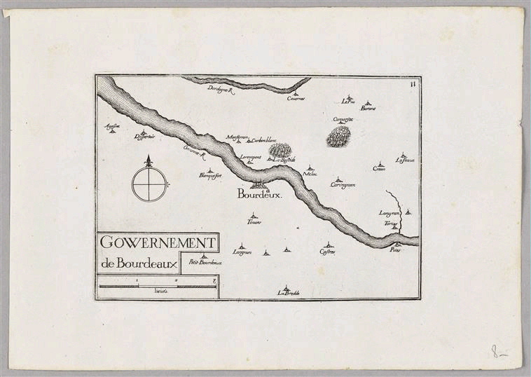 Gouvernement de Bordeaux ; Recueil (factice) (Christophe Tassin"Les plans et profils de toutes les principales villes et lieux considérables de France-Ensemble les cartes générales de chacune Province et particulières de chaque Gouvernement d'icelles", Paris, 1638 )