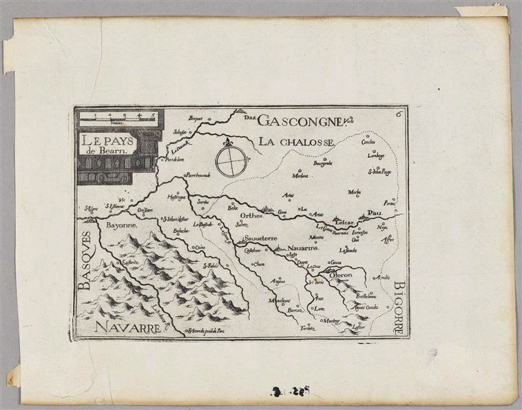 Le Pays de Béarn (titre inscrit) ; Carte géographique (titre inscrit)
