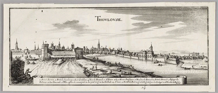 Toulouse ; Plan ; Album (factice) (Martin Zeiller" Topographia Galliae", 1661 )