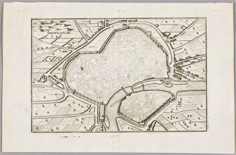 Plan de Toulouse ; Recueil (factice) (Martin Zeiller" Topographia Galliae", 1661 )