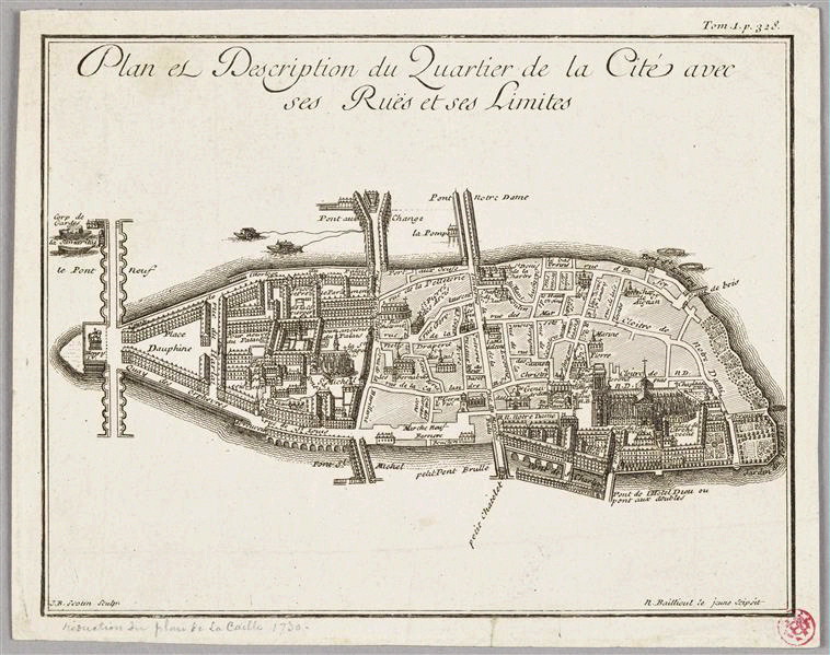 Paris. Plan de l'île de la Cité (titre inscrit)