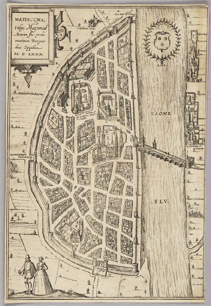 Macon ; Plan ; Album (factice) (Braun et Hogenberg :"Civitates Orbis Terrarum" , Colgne, 1598)