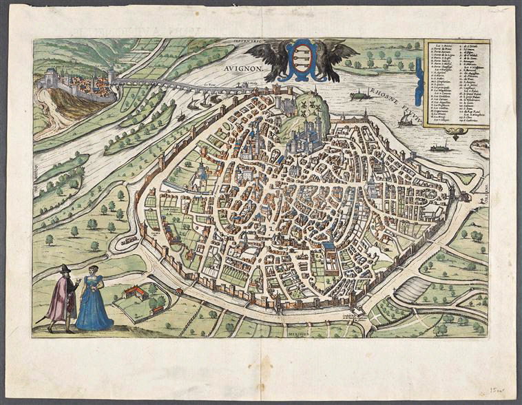 Plan d'Avignon - 1575 ; Plan dit "Carte aux personnages"