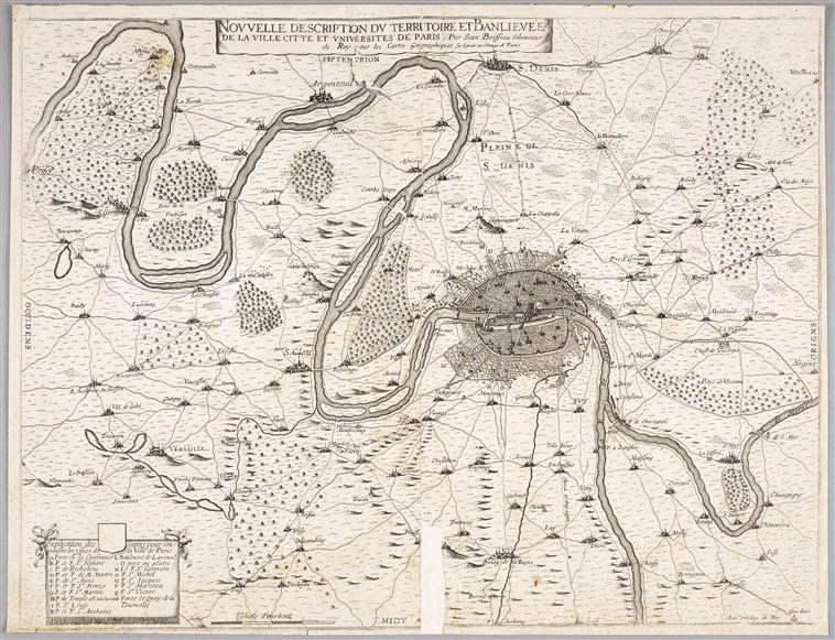 Carte de Paris et de sa banlieue-vers 1645