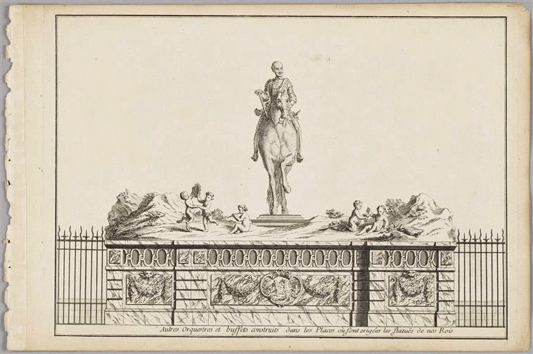 Le cheval de bronze ; Recueil (factice) (de six planches relatives à un feu d'artifice)