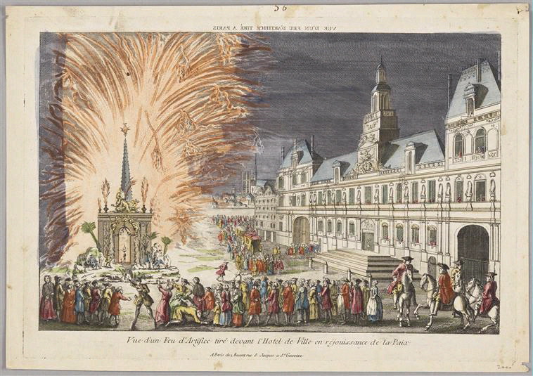Vue d'un Feu d'Artifice tiré à Paris (titre en miroir) ; Vue d'optique (titre en miroir)