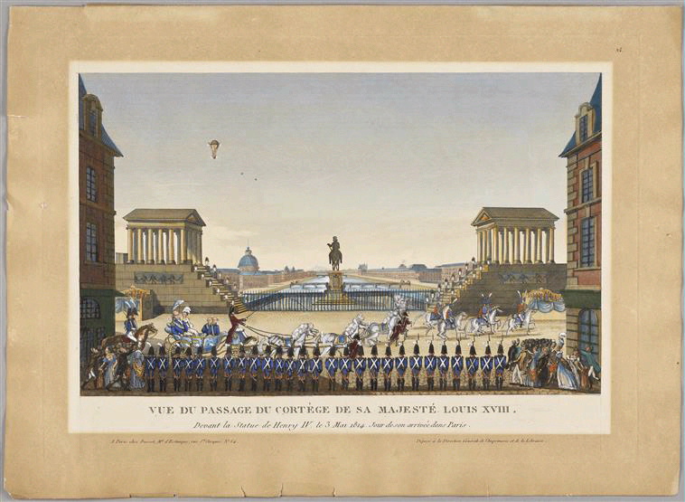 Entrée de Louis XVIII à Paris le 3 mai 1814 ; Recueil (factice) ("Histoire des ballons", tome 3) ; Recueil (factice) (Collection de Vinck:" Un siècle d'histoire de France par l'estampe, 1770-1870", vol 69)