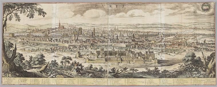 Vue de Paris (Martin Zeiller" Topographia Galliae", 1661)