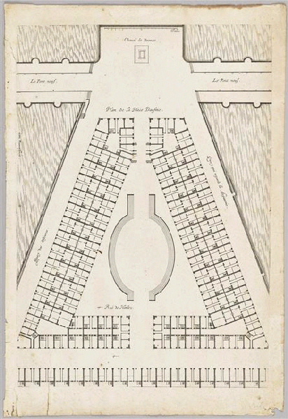 Plan de la place Dauphine ; Recueil (factice) (Jean Tronçon : "L'entrée triomphante de leurs maiestez Louis XIV. roy de France et de Navarre, et Marie Therese d'Austriche son espouse, dans la ville de Paris ... au retour de la signature de la paix generalle et de leur heureux mariage. (Paris, 1662) planche 13)