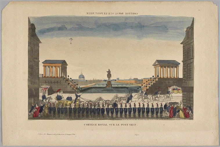 Entrée de Louis XVIII à Paris le 3 mai 1814 (titre inscrit) ;("Histoire des ballons", tome 3)