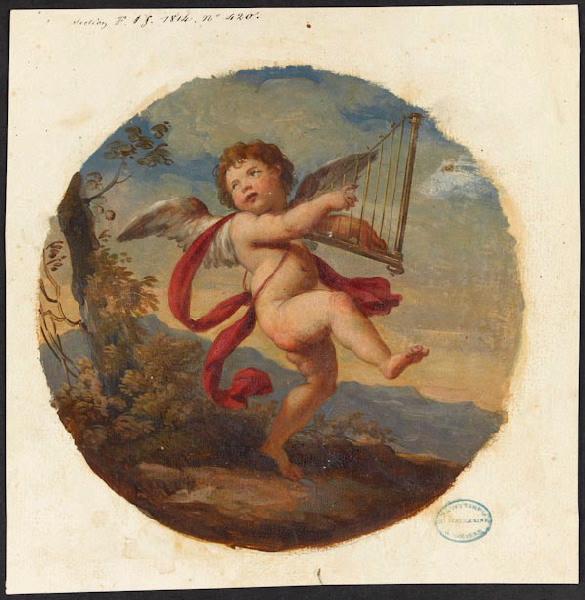 Elément décoratif : Amour jouant de la lyre