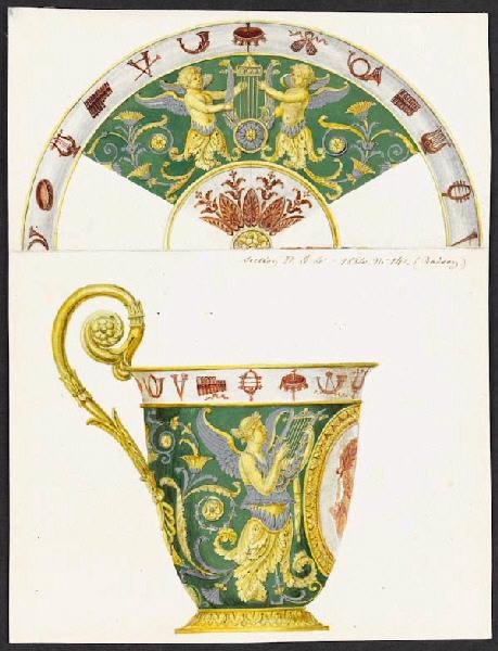 Eléments décoratifs [Tasse et soucoupe] ; Tasse à chocolat AB de 1813