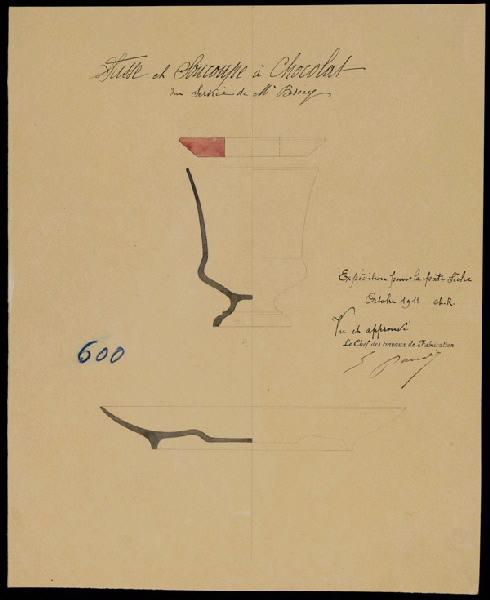 Tasse et soucoupe à chocolat du service de Mr Brécy