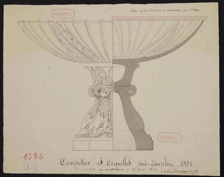 Compotier à cinq coquilles et pied dauphin