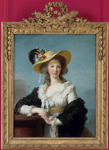 Yolande-Martine-Gabrielle de Polastron, duchesse de Polignac; Portrait au chapeau de paille