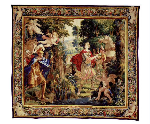 Histoire de Clorinde et Tancrède : Tancrède rencontre Clorinde (1ère pièce de la tenture)