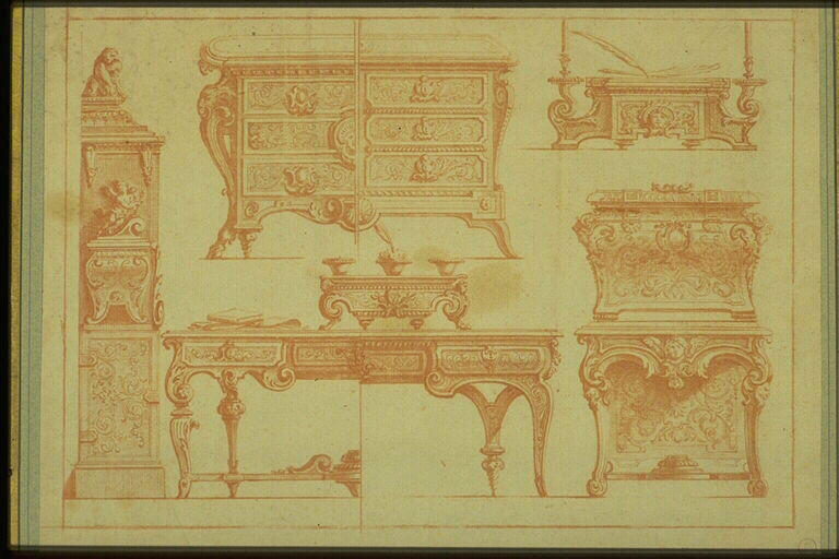Etude pour des meubles en marqueterie d'écaille
