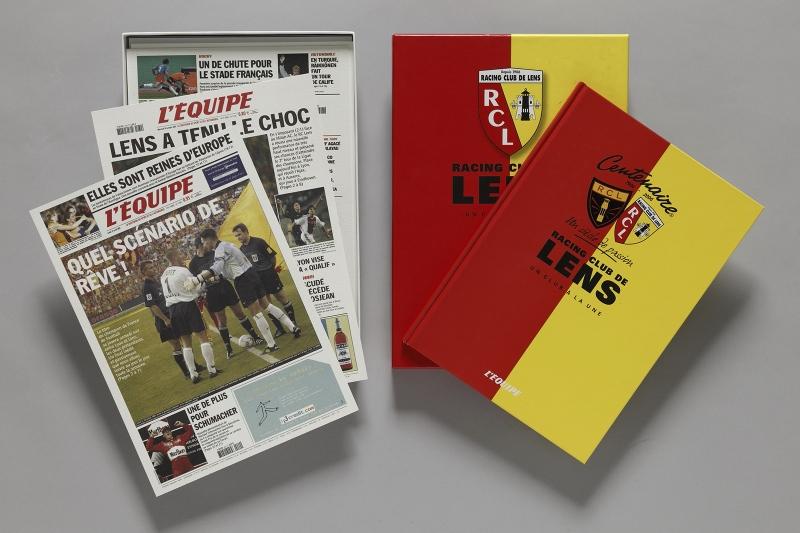Coffret des unes du journal L'Équipe, consacrées au RC Lens