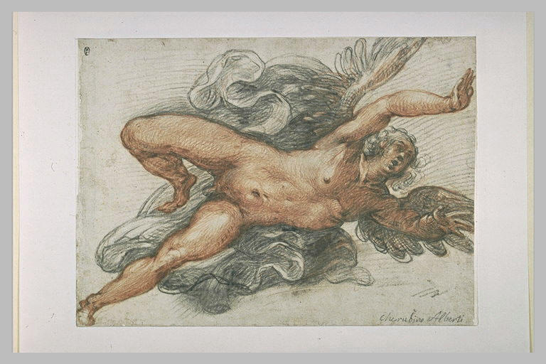 Figure nue d'un Ange ou d'un génie volant, tourné vers la droite
