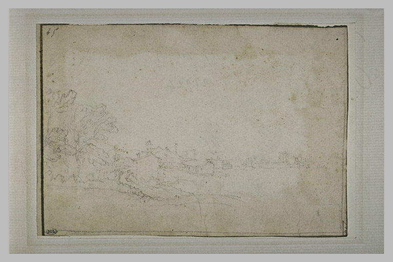 Paysage avec arbres et maisons