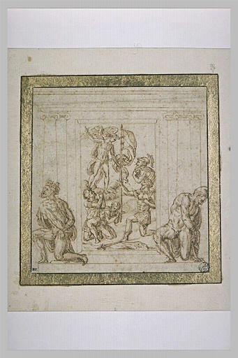 Relief avec Andrea Doria recevant de saint Michel le drapeau de la Victoire