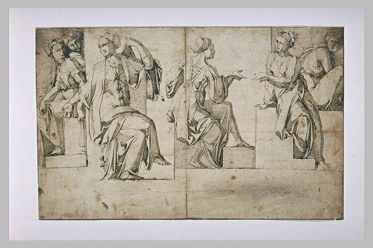 Six femmes assises, conversant