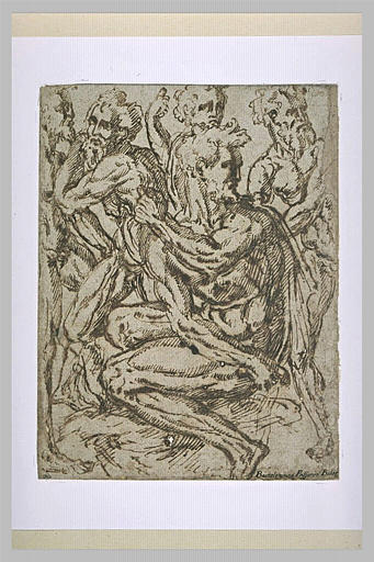 Diverses figures d'hommes nus, barbus