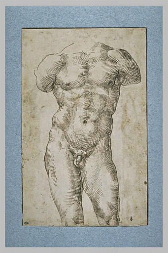 Homme nu, vu à mi corps, sans bras ni tête