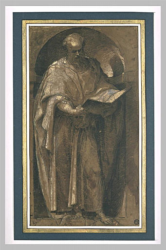 Homme debout lisant dans une niche : Saint Marc