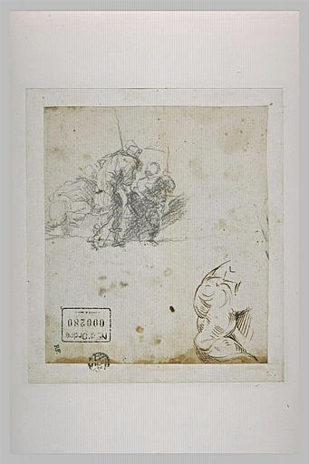 Trois figures conversant et une étude d'épaule