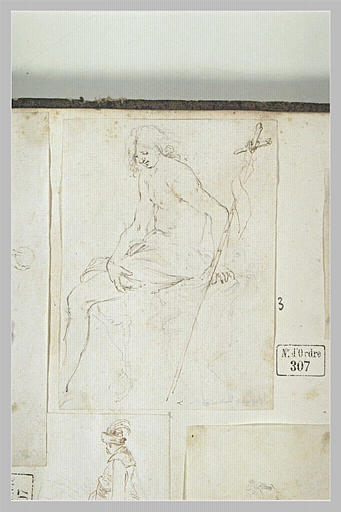 Saint Jean-Baptiste, assis, de trois-quarts