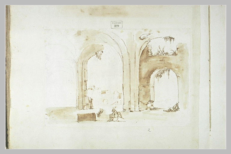 Intérieur de ruines avec figures : les Thermes de Caracalla (?)