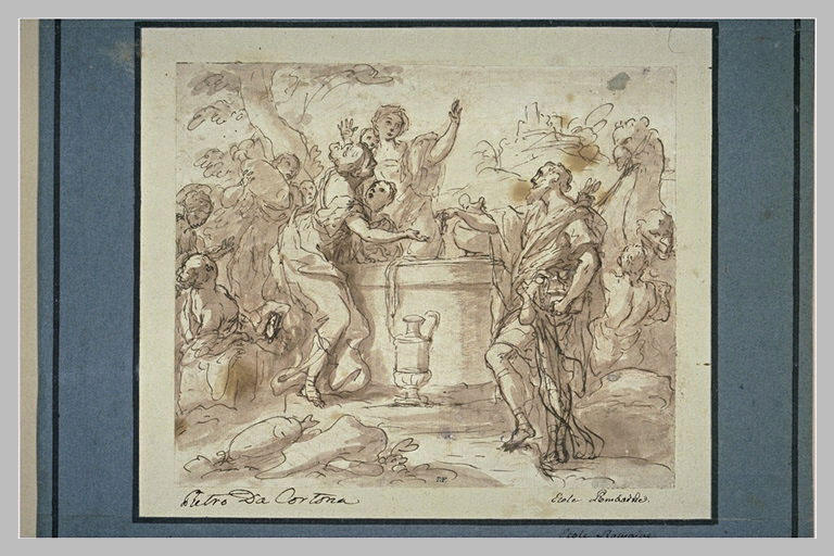 Eliézer offrant un bracelet à Rebecca devant le puits