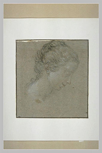 Tête de jeune femme, de profil, tournée vers la droite