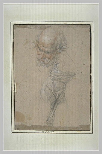 Tête de vieillard chauve ; étude de draperie sur un torse