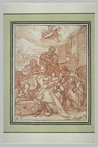 Sainte Famille avec le petit saint Jean, sainte Elisabeth, sainte Catherine