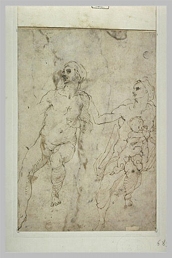 Etudes d'une femme assise tenant un enfant