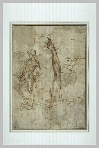 Etudes pour la statue colossale de David, et étude de bras gauche