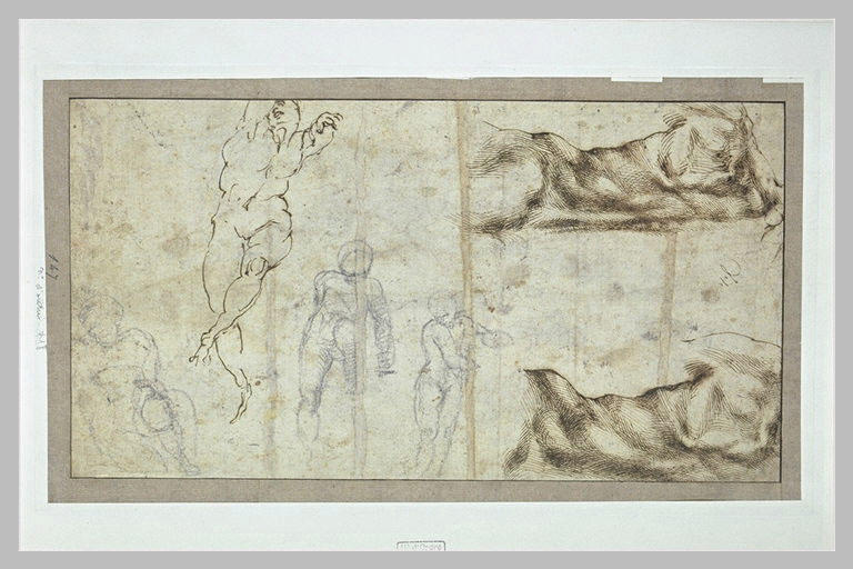 Divers croquis dont deux études de torses nus