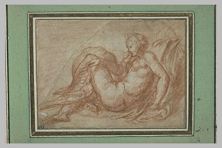 Figure de femme assise, de profil : étude pour Leda et le cygne