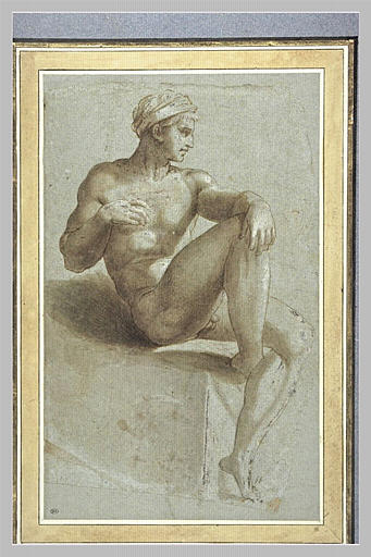 Jeune homme assis, de trois quarts