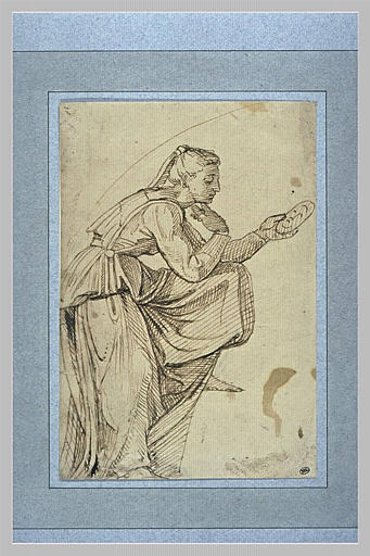 Femme debout et vue de profil, tenant un masque