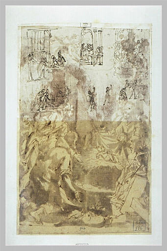Sept croquis pour une Adoration des Bergers, et autres scènes