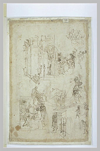 Plusieurs croquis pour saint Jérôme écrivant, détails d'architectures